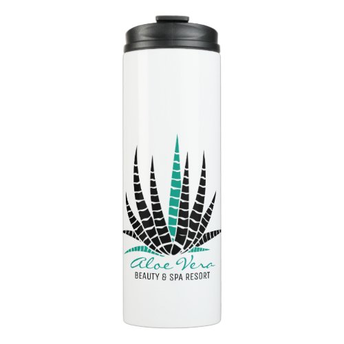 Black  Turquoise Aloe Vera Illustration Spa Thermal Tumbler