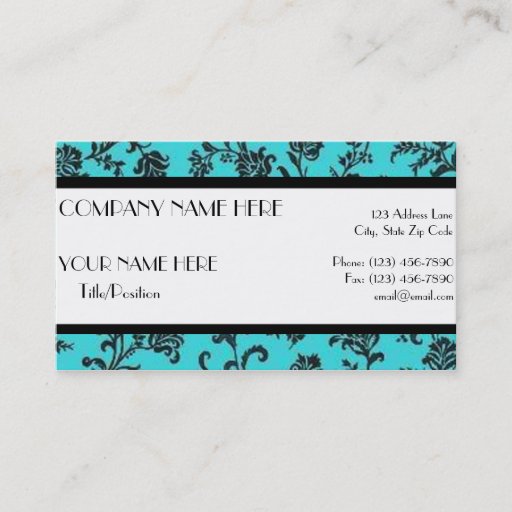 Customizable Black &amp; Turquoise Business Card