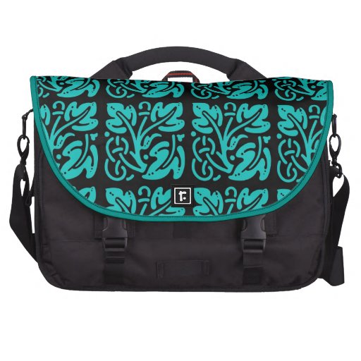 Black & Turquoise Blue Design Laptop Commuter Bag | Zazzle