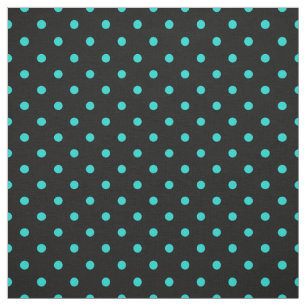 Black Turquoise Blue Polka Dot Spot Pattern Fabric