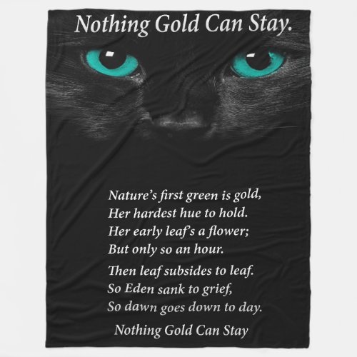 Black Turquoise Eyes Cat Nothing Gold Can Stay Fleece Blanket
