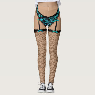 Black & Turquoise Lingerie (French Cut) Leggings