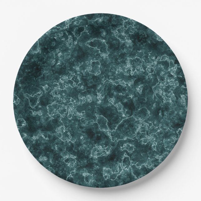 Black turquoise marble paper plates (Front)
