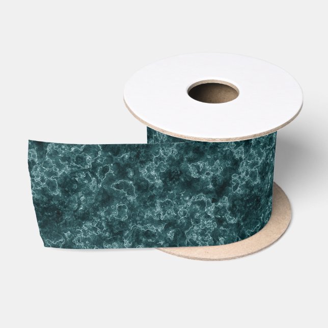 Black turquoise marble satin ribbon (Spool)