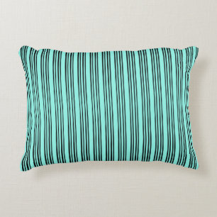 Black/Turquoise Stylish Stripe Pattern Accent Pillow