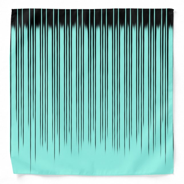 Black/Turquoise Stylish Stripe Pattern Bandana (Front)