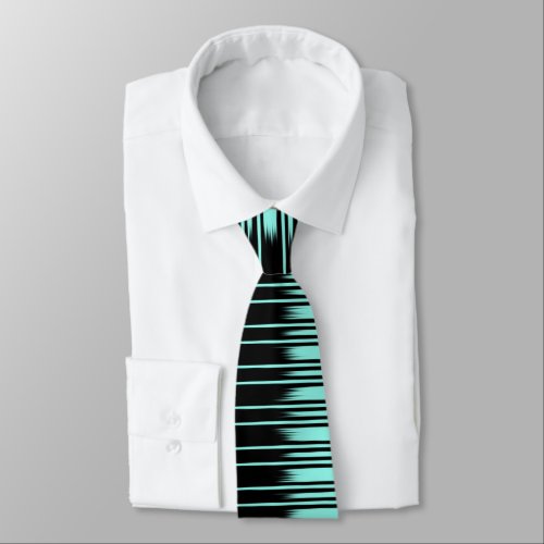 BlackTurquoise Stylish Stripe Pattern Neck Tie