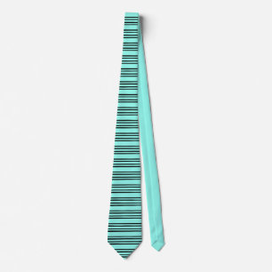 Black/Turquoise Stylish Stripe Pattern Neck Tie