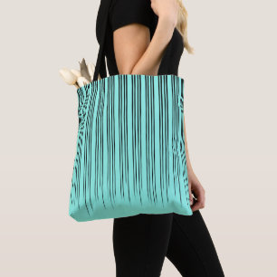 Black/Turquoise Stylish Stripe Pattern Tote Bag