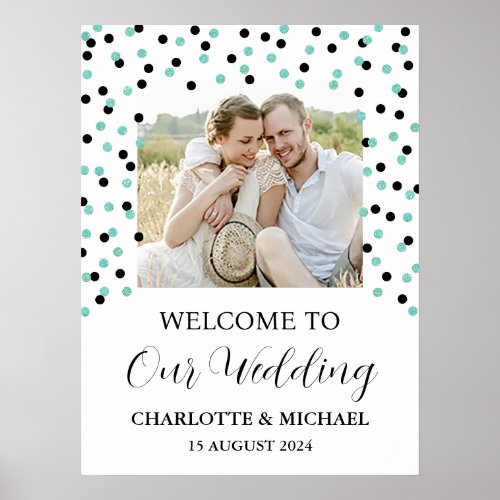 Black Turquoise Wedding Welcome Custom 18x24   Poster