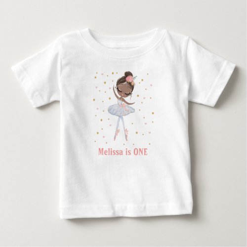 Black Tutu Ballerina First or Any Birthday Girl Baby T_Shirt