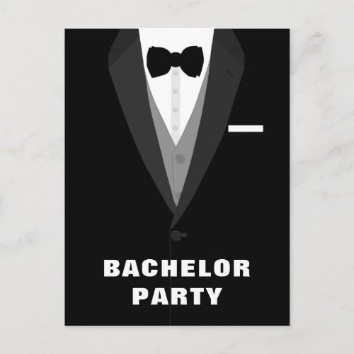 Black Tuxedo Bachelor Party Invitation