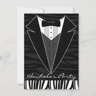 Black Tuxedo Bachelor Party Invitation