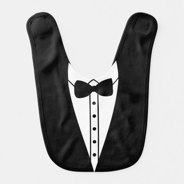 Black  tuxedo Bow Tie Baby Bib (Front)