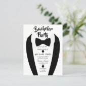 Black Tuxedo Bow Tie Bachelor Party Invite | Zazzle