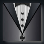 Black Tuxedo Bow Tie Elegant Envelopes<br><div class="desc">Elegant black tuxedo with a white shirt and black bow tie square formal envelope. Black interior and return address on the back flap.</div>