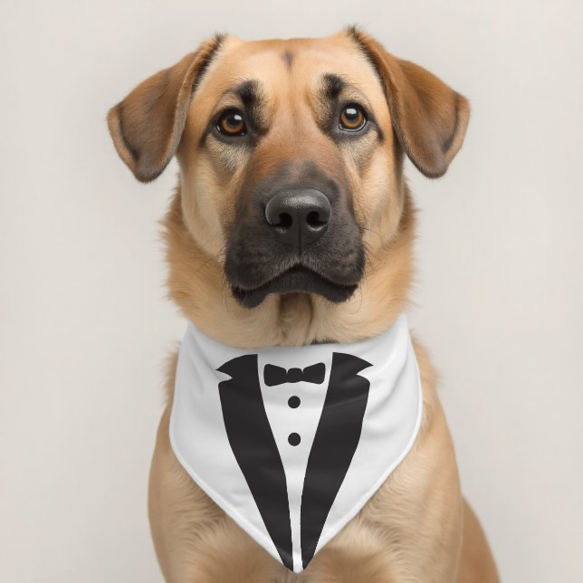 Black tuxedo Bowtie Pet Bandana Collar (Dog 2)