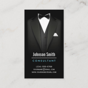 Black Tuxedo Businessman Suit - Mod Simple Stylish Business Card