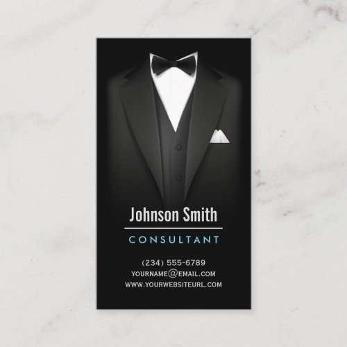 Black Tuxedo Businessman Suit _ Mod Simple Stylish Business Card