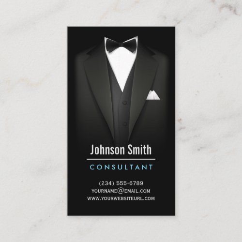 Black Tuxedo Businessman Suit - Mod Simple Stylish Double-Sided Standard Business Cards (Pack Of 100)