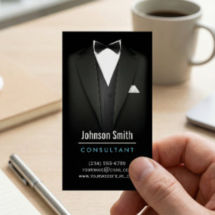 Black Tuxedo Businessman Suit - Mod Simple Stylish Business Card