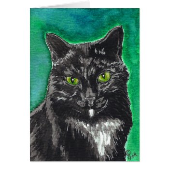Black Tuxedo Cat Blank Card by GailRagsdaleArt at Zazzle