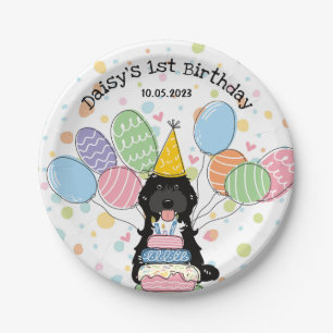 Black Tuxedo Cockapoo Cavapoo Dog Birthday Paper Plates