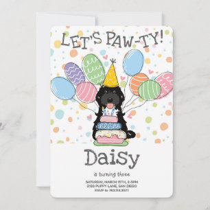 Black Tuxedo Cockapoo Cavapoo Dog Birthday Party Invitation