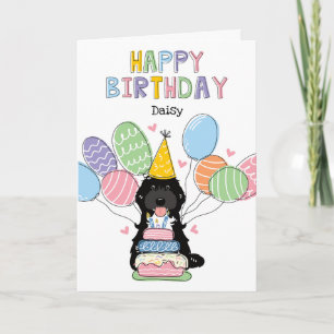 Black Tuxedo Cockapoo Cavapoo Dog Happy Birthday Card