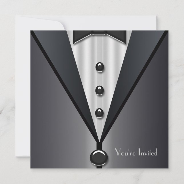 Black Tuxedo Formal Event Black Tie Party Invitation (Front)