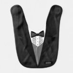 Black Tuxedo Funny Tux Boy's Monogrammed Baby Bib