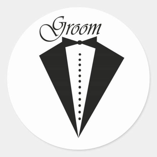 Black tuxedo groom sticker | Zazzle.com