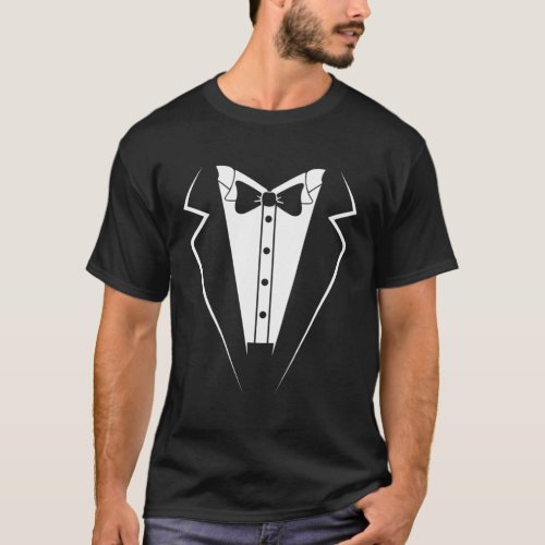 Black Tuxedo Groomsman Wedding T_Shirt