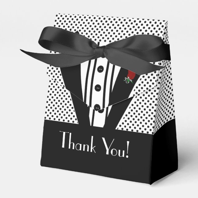 Black Tuxedo- Guest Favor Thank You Boxes (Front Side)