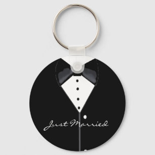 Black Tuxedo Just Married Keychain