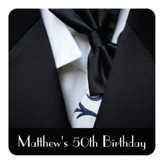 Black Tuxedo Men's 50th Birthday Party Invitation
