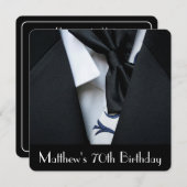 Black Tuxedo Men's 70th Birthday Party Invitation (Front/Back)