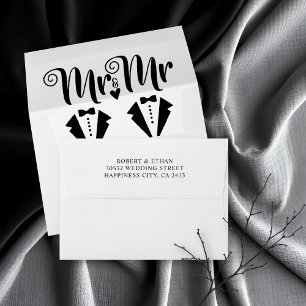Black tuxedo Mr and Mr two grooms gay wedding  Envelope