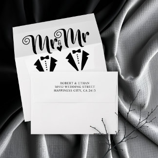 Black tuxedo Mr and Mr two grooms gay wedding Envelope