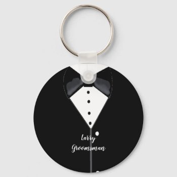 Black Tuxedo Personalized Groomsman Keychain by seashell2 at Zazzle