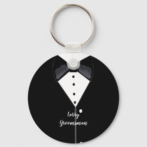 Black Tuxedo Personalized Groomsman Keychain