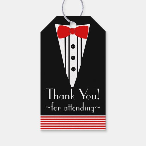 Black Tuxedo Red Bow Tie Thank You_ Gift Tags