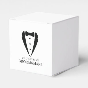 Black Tuxedo Suit Groomsman Proposal Favor Boxes