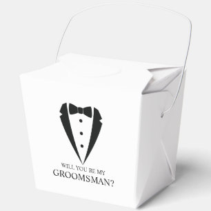 Black Tuxedo Suit Groomsman Proposal Favor Boxes
