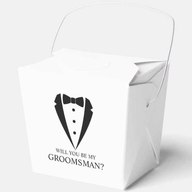 Black Tuxedo Suit Groomsman Proposal Favor Boxes (Front)
