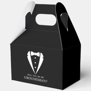 Black Tuxedo Suit Groomsman Proposal Favor Boxes