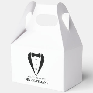 Black Tuxedo Suit Groomsman Proposal Favor Boxes