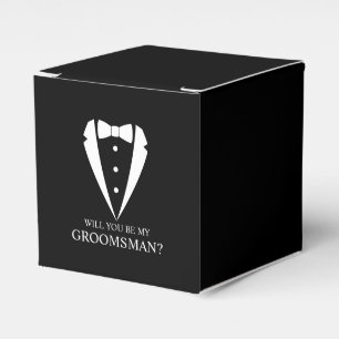 Black Tuxedo Suit Groomsman Proposal Favor Boxes