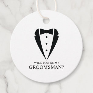 Black Tuxedo Suit Personalized Groomsman Proposal Favor Tags