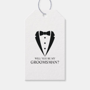 Black Tuxedo Suit Personalized Groomsman Proposal Gift Tags